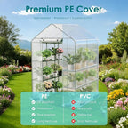Twira Greenhouse for Outdoors, 48" x 73.2" x 74.8" Walk in Plant Greenhouses Heavy Duty with Thicken PE Cover, 3 Tiers 8 Shelves Greenhouse Plastic, Portable Green House for Outside, Patio, Gardening