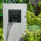 Square 316 Stainless Steel Water Fountain Spout, Outdoor Spillway Scupper with Integrated Spray Baffle, Unique Emitter Water Feature Decor for Patios, Pools, Courtyards, Water Walls(Black)