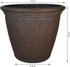 Sunnydaze 15.25-Inch Anjelica Large Plastic Pot for Plants - Outdoor Double-Walled Large Plastic Planter with Drillable Drainage Holes - Rust