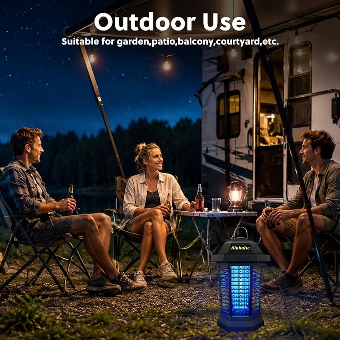 Klahaite Bug Zapper Outdoor, Electric Mosquito Zapper, Fly Zapper Indoor Fly Traps, Mosquito Repellent Outdoor Patio and Backyard Covers 1/2 Acre, 3 Prong Plug, 4200V, ABS Fireproof Plastic Outer
