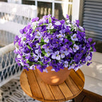 Bouganivillea Spring Artificial Flowers for Outdoors, 4 Bundles Fake Bougainvillea UV Resistant Silk Flowers for Outside Faux Outdoor Plants for Planter Patio Porch Window Garden Home, Mixed Purple