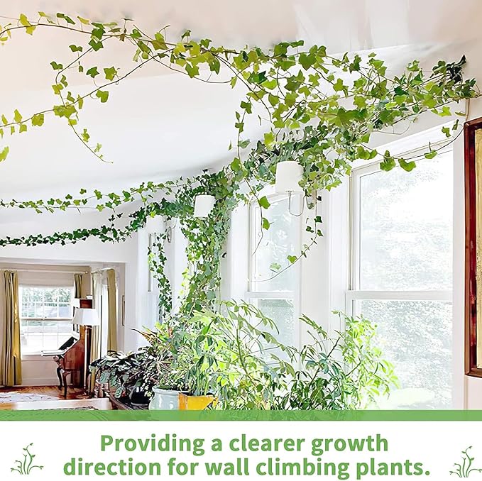 LUOTIVON 72 Pcs Plant Climbing Wall Fixture Clips, Plant Fixer Invisible Wall Vines Fixing Clips with 72 Pcs Acrylic Adhesive Sticker, Self-Adhesive Hook Plant Vine Support Holder