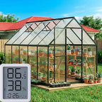6X10 FT Greenhouse for Outdoors with Hygrometer, Polycarbonate Walk-in Green House for Outside, Reinforced Aluminum Frame Greenhouses, Heavy Duty Garden, Patio, Backyard Flower Planting