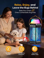 Solar Bug Zapper Outdoor – Ultra-Strong Fly & Mosquito Zapper, Solar-Powered Rechargeable Bug Zapper, Portable Cordless Insect Zapper, Foldable Adjustable Light, IP66 Waterproof (Carbon Black)