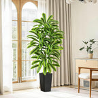 Artificial Yellow Dracaena Tree - 6FT Tall Fake Plants with Black Planter - Artificial Plants Indoor Floor Plant in Pot - Large Tropical Fake Yucca Potted Tree for Home Office Living Room Decor