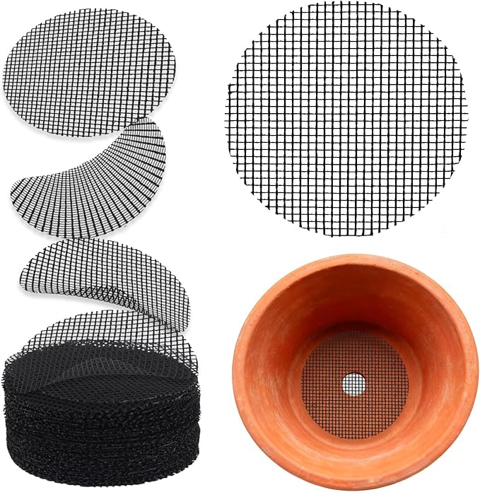 50PCS Flower Pot Hole Mesh Pad, 2 inch Rounds Drainage Hole, Plant Pot Drainage Mat, Plant Potting Mat to Prevent Soil Loss, Gardening Gifts for Friend