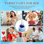 FIACO Gifts for Women Birthday Preserved Rose Forever Flower in Glass Angel Figurines Fresh Flowers for Delivery Prime for Mom Real Roses for Grandma Sister Wife Her from Daughter