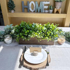Winlyn 14" Artificial Boxwood Plants in Rectangular Wood Planter Farmhouse Greenery Arrangement Centerpiece Faux Potted Herb Plant for Wedding Dining Room Table Kitchen Windowsill Mantel Shelf Décor