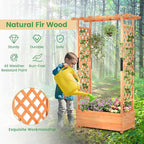 MAT EXPERT Raised Garden Bed with Trellis & Hanging Roof, Lattice Panel with Drainage Hole for Flower, Climbing Plant, Herb, Planter Box for Garden, Patio, Yard (2, 43.5" x 17.5" x 72" (L x W x H))