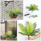 PASYOU Artificial Plants Fake Palm Tree Tropical Shrubs 4 Pack, Plastic Greenery Faux Big Leaves Stems Plant for Indoor Outdoor Home Garden Decor Bedroom Wedding Party DIY Filler Decoration
