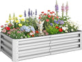 Outsunny Galvanized Raised Garden Bed, 4' x 2' x 1' Metal Planter Box, for Growing Vegetables, Flowers, Herbs, Succulents, Silver