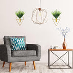 Canlierr 2 Pieces Gold Wall Decor Hanging Planters with Artificial Plants Metal Vase Indoor Plants Holder Modern Geometric Wall Art for Home Bathroom Bedroom Living Room Office(Aquatic Plant,Small)
