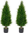 3FT Artificial Topiary Cedar Trees Set of 2 UV Resistant Maintenance-Free Faux Plants for Indoor Outdoor Front Porch Home Garden Decor