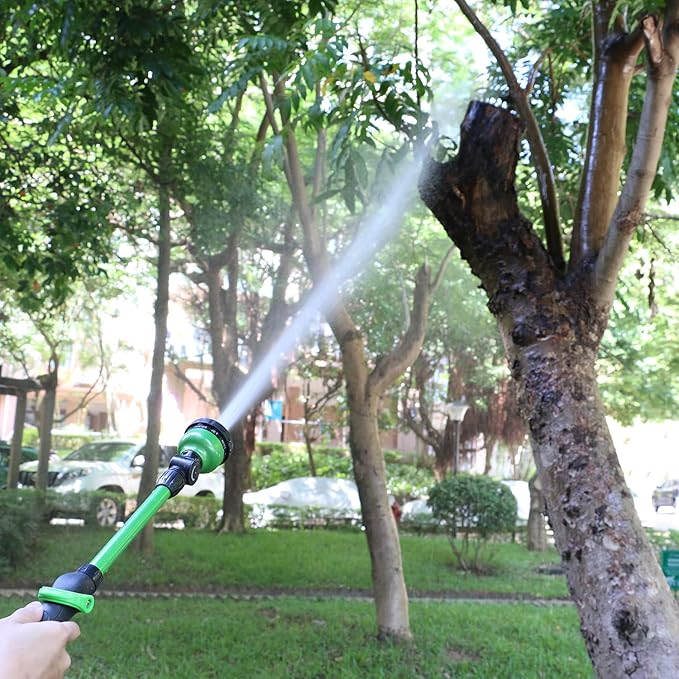 STYDDI Watering Wand 18”, Metal 9 Pattern Garden Watering Wand with Pivoting Head and Thumb Control, 18-Inch Watering Wand for Garden Hose, Ideal for Watering Hanging Basket and Shrubs, Flower, Green