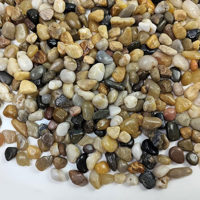 FANTIAN Poilished Fish Tank Gravel, 3/8 Inch Pebbles for Indoor Plants, Decorative Stones River Rocks for Succulent Soil Cover, Cactus, Aquarium, Vase Filler and Outdoor Garden Landscaping