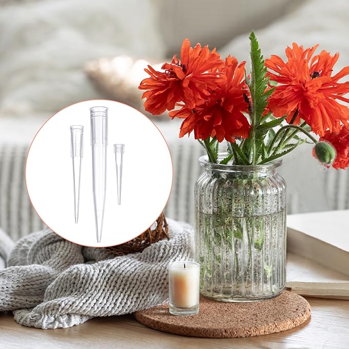 LXUEJIE 60Pcs Flower Stems Holder, Floral Water Tubes, Flower Picks Flowers Arrangements Sleeves Flowers Bouquet Accessories for Plant, Bouquet Accessories, Florist Supplies（A Hole in the Bottom）