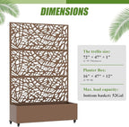 Casaphoria Metal Raised Garden Bed with Trellis and Wheels, 72"x47"x16" Arched Planter Box for Climbing Plants, Vegetables & Vines, Features Drainage Holes and Privacy Screen, Brown-Net