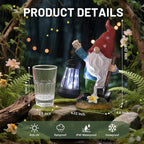 Gnome Garden Decor Statue with Lantern, Solar Gnomes Outdoor Decorations with LED Lights, Lawn Decor Yard Ornament for Patio Balcony, Mother's Day Birthday Gift for Mom Grandma