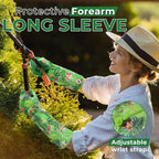 HANDLANDY Women Gardening Gloves, Scratch Resistant Breathable Ladies Rose Pruning Long Gauntlet Floral Print Garden Yard Gloves, Gift for Gardeners (Grass Green, M)