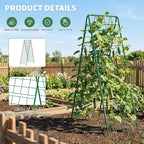 2 Pack Cucumber Trellis, 59" High Foldable A-Frame Garden Trellis for Raised Bed Garden Grow Support with Plant Support Clips Ties for Cucumber,Tomato, Climbing Plants and Flowers