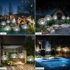 Slyuexu Solar Garden Lights Outdoor Waterproof, 4 Pack Total 480 LED Solar Firework Lights Decorative with 8 Lighting Modes Outside for Yard Pathway Flowerbed Decor, White