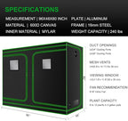 MELONFARM 4x8 Grow Tent, 96"x48"x80" High Reflective 600D Diamond Mylar Canvas with Observation Window and Floor Tray for Hydroponic Indoor Plant Growing