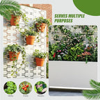 Casaphoria Metal Raised Garden Bed with Trellis and Wheels, 72"x35"x16" Planter Box for Climbing Plants, Vegetables & Vines, Features Drainage Holes and Privacy Screen, White-Brick