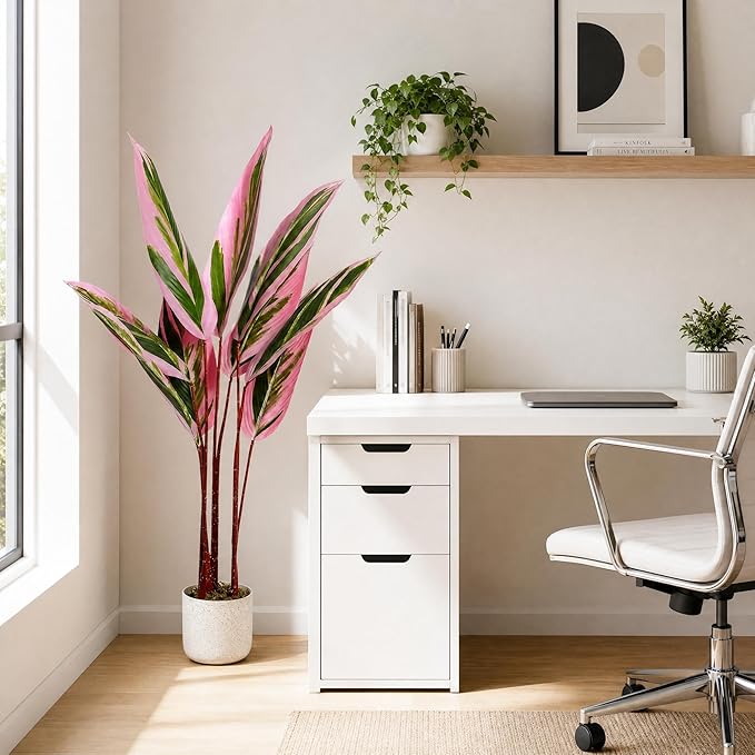 Garvee Artificial Plant Potted, Evergreen Fake Tree Faux Floor Plant with Realistic Leaves, Decorative Faux Floor Plant for Home Office Living Room, Ideal Gift for Families