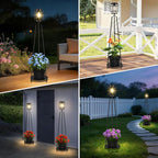 TOWPONICS 2-Pack Solar Lights with Plant Stands, 40.75'' Solar Powered Outdoor Floor Lamp with Planter, IP65 Waterproof Outdoor Lamp for Patio Deck Porch Yard Garden Decor, 8-12 Hours Lighting