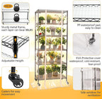 Meonum Indoor Greenhouse with Grow Lights, 6 Tier Metal Plant Shelf with Cover (30" x 13.8" x 70.8"), 5 Pack Full Spectrum Growing Lamps for Seed Starting, Grow Rack with Timer, Thermometer, pH Meter