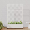 Casaphoria Metal Raised Garden Bed with Trellis and Wheels, 72"x47"x16" Arched Planter Box for Climbing Plants, Vegetables & Vines, Features Drainage Holes and Privacy Screen, White-Rhombus