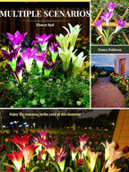 GIGALUMI Solar Outdoor Flower Lights, 4 Pack Waterproof Solar Garden Light, Color-Changing Outdoor Light, Solar Lily Flower, Unique Gifts for Dear Mother(2 Purple, 1 Red, 1 White)