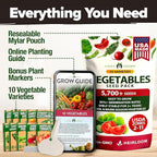 HOME GROWN 10 Variety Survival Seed Vault 2000+ USA Grown Heirloom Non-GMO Vegetable Seeds for Planting, High Germination, Garden Starter Kit, Emergency Food Supply, Indoor Outdoor