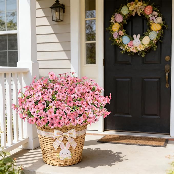 16PCS Fake Flowers for Outdoors, Realistic Fake Artificial Flowers for Outside, No Fade Faux Eucalyptus Plants for Outdoor Planter, Window Box, Hanging Basket - Porch Patio Garden Decor
