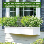 12 Bundles 4 Styles Artificial Plants Outdoor, UV Resistant No Fade Artificial Flowers Faux Plants Fern Lavender Eucalyptus Plastic Greenery Shrubs for Outside Porch Garden Home Spring Summer Decor