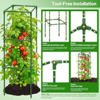 Legigo 6 Pack Square Tomato Cages- 45 Inch Heavy Duty Tomato Trellis for Climbing Plants Outdoor, Tomato Plant Support Stakes Cage Garden Trellis for Garden Raised Garden Bed Cucumbers Vegetables
