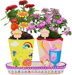 Paint & Plant Flower Growing Kit, Complete Gardening Set with 4 Ceramic Pots, Soils, Seeds and Other Tools, Ideal for Educational Arts and Crafts DIY Gift