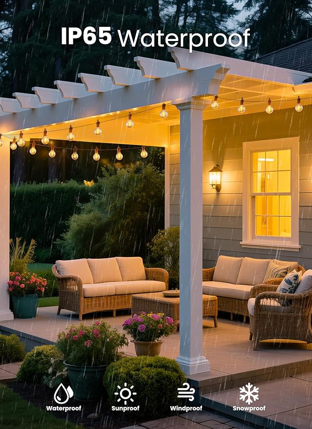 Outdoor String Patio Lights, 200FT 100 LED Patio Lights Waterproof, Connectable Shatterproof Hanging Outside String Light for Backyard, Porch, Deck, Balcony, Garden, House Decor, 2200K