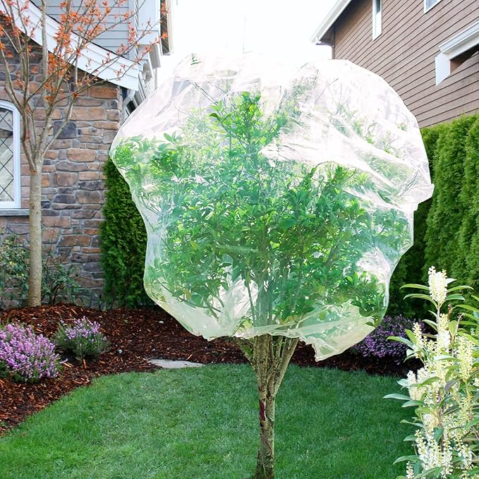 2Pcs Large Bird Barrier Netting Mesh, 7.9 * 6 FT Garden Netting with Zipper and Drawcord, Fruit Tree Covers to Protect Fruit from for Fruit Trees