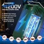 Solar Bug Zapper Outdoor, Waterproof Mosquito Zapper Type-C & Solar Powered, Auto On/Off, Cordless 4200V Electric Fly Zapper, 5000mAh Rechargeable Mosquito Trap Killer for Patio Backyard Camping