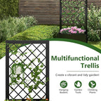 Giantex 44" Metal Raised Garden Bed with Trellis, Elevated Vertical Planter with Garden Trellis for Vine Plant Flower Climbing, Indoor & Outdoor Use Plant Box for Yard Garden Balcony
