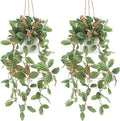 2pcs Small Artificial Hanging Plants Fake Hanging Plant with Pot Plants Indoor Decor Faux Greenery Hanging Vines Potted for Bedroom Shelf Outdoor Garden Decoration