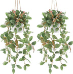 2pcs Small Artificial Hanging Plants Fake Hanging Plant with Pot Plants Indoor Decor Faux Greenery Hanging Vines Potted for Bedroom Shelf Outdoor Garden Decoration