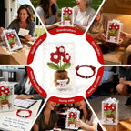 COLTUPWZ Handmade Crochet Red Flowers Birthday Gift for Mom | Mother's Day Gift, Remember I Love You MOM Emotional Support Gift for Mom from Daughters | Home Decor for Living Room, Office