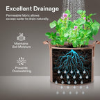 VIVOSUN 5-Pack 20 Gallons Grow Bags Heavy Duty Thickened Nonwoven Fabric Pots with Strap Handles Tan