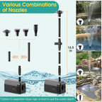 Antfraer 12W Solar Fountain Pump, Solar Pond Pump 160GPH Adjustable Flow with 16.5Ft Cord & 6.6Ft Tubing for Ponds, Wildlife Gardens, Bird Baths & DIY Water Features