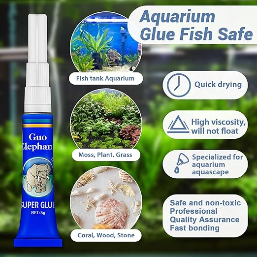 1DFAUL Aquarium Glue Fish Safety, 2Pcs Coral Reef Glue for Plants Moss, Coral, Stone, Wood Aquascaping, Quick Drying (2)