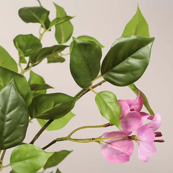 5FT Artificial Flowering Tree, Realistic Faux Bougainvillea with Colorful Blooms, Tall Potted Plant in Black Container, Statement Greenery for Living Room, Office & Sunroom, Easy to Place