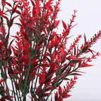Artificial Outdoor Plants UV Resistant Artificial Greenery Lavender 20 Bundles UV Resistant Hanging Planter Flora Fence Indoor Outside Decor Wedding Table Flowers Arrangement Bouquet Filler(Red)