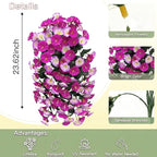 Artificial Flowers for Outdoors Fake Fuchsia Pink Morning Glory Hanging Flower Decoration, 2Pcs Realistic Faux Plants Petunias Long Trailing Vines,Spring Decor for Porch Patio Balcony Planter Yard